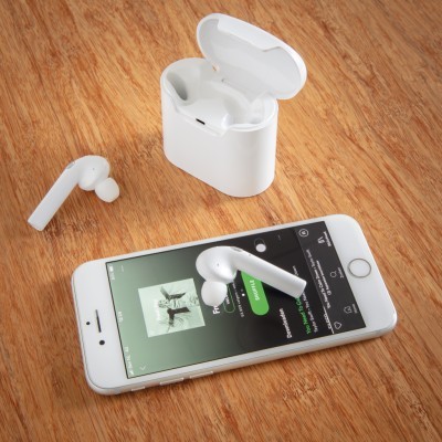 Auriculares inalámbricos personalizados  en caja de carga